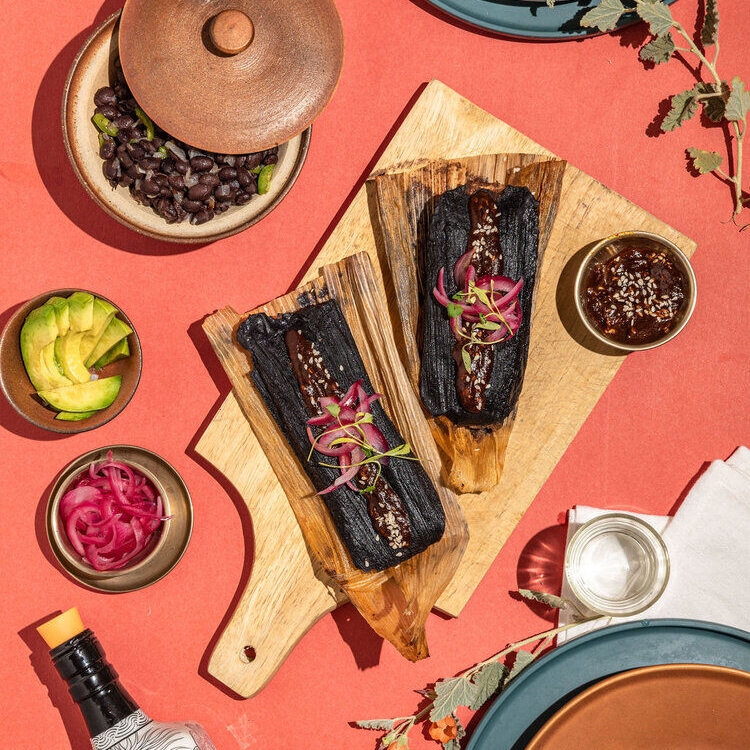 MÍRAME - Rabbit Tamales with Mole Poblano